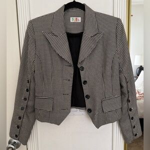 Houndstooth Cropped Jacket Blazer